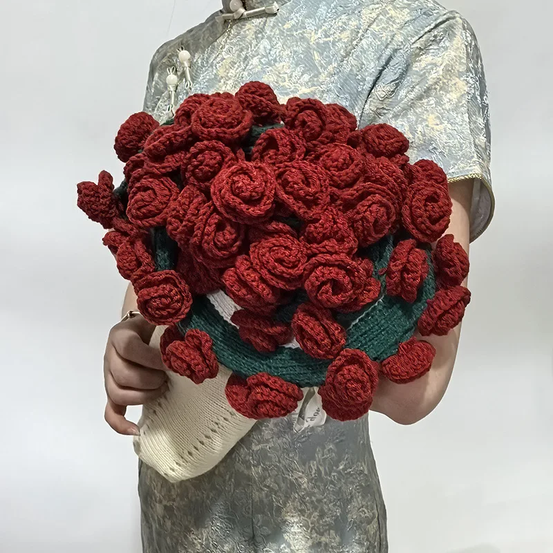 Hanrted Rose Bouquet nap Blanket Eternal Flower Crocheted Wool Ball Flower Blanket Best Friend GiftWarm Cozy All Seasons