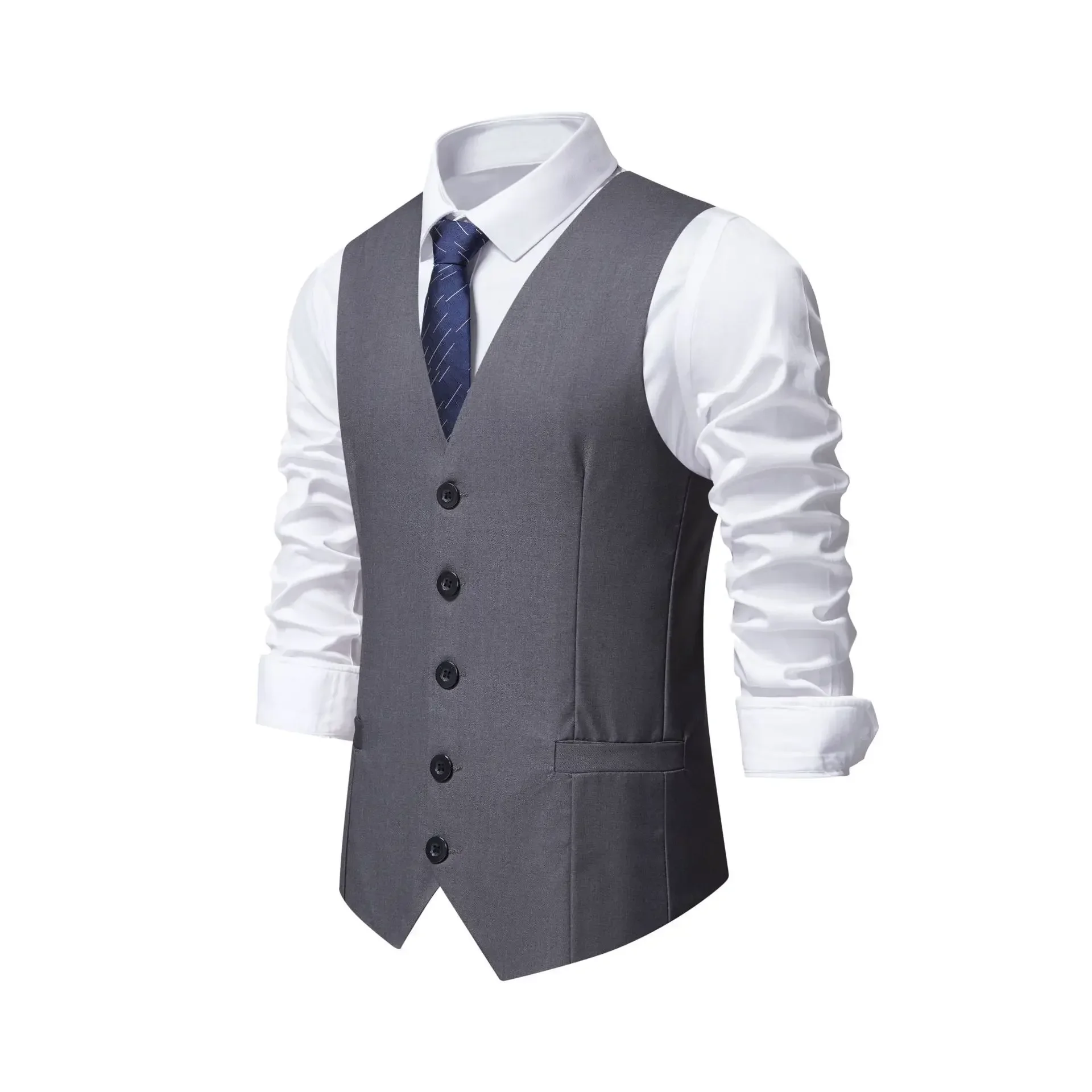 

O445ray striped men's vest, spring and autumn suit vest, slim waistcoat, British business vest, professional groom's formal wear