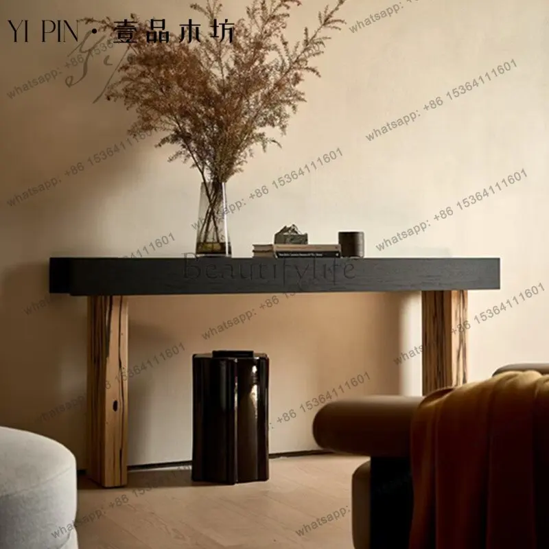 Medieval style solid wood table household living room entry table decoration table light luxury retro style