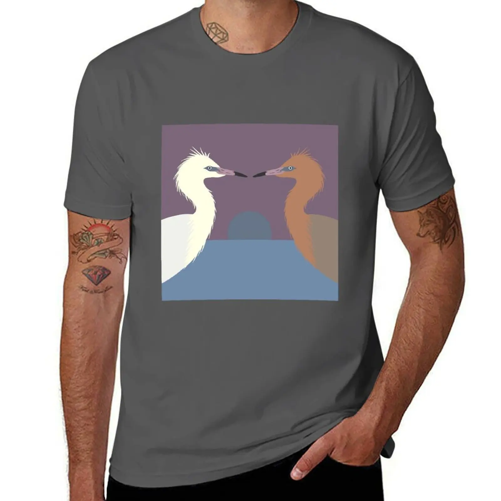تي شيرت Reddish Egret (Egretta rufescens) تي شيرت تكساس تهديد الطيور تي شيرت قطن 100% تي شيرت قطن 100% تي شيرت #1