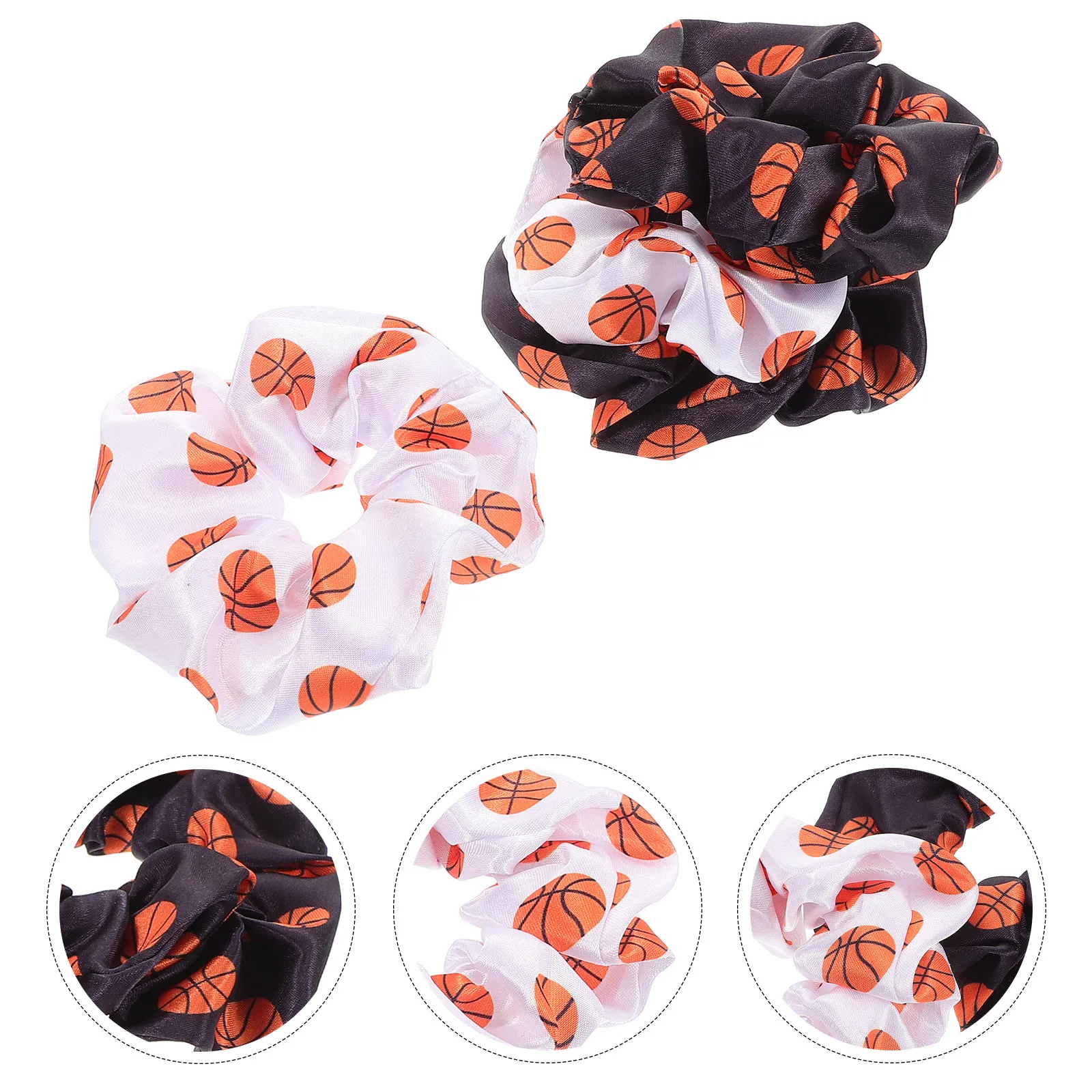 

Набор из 4 эластичных резинок для волос с баскетбольным принтом: универсальные держатели для хвоста, спортивные, милые, модные аксессуары для женщин