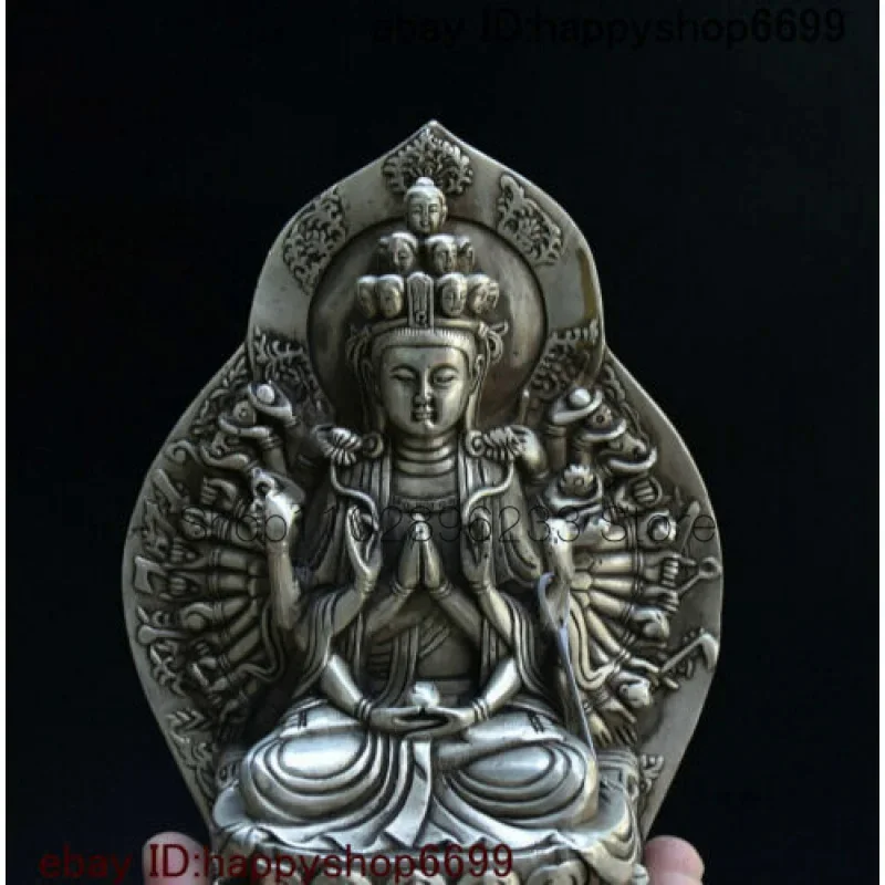 Old Chinese Silver 1000 Arms Avalokiteshvara of Goddess Guan Yin Kwan-yin Statue