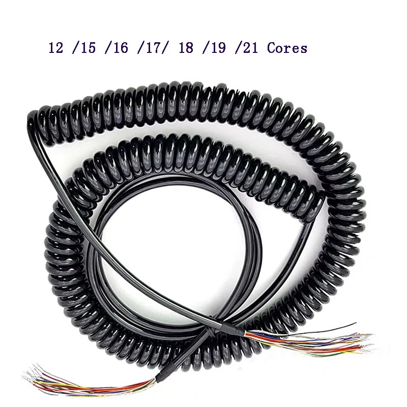 Cabo espiral de mola, Cabo enrolado para CNC, Codificador de mão, Gerador de pulso manual, MPG, 12-21 núcleos, Atacado