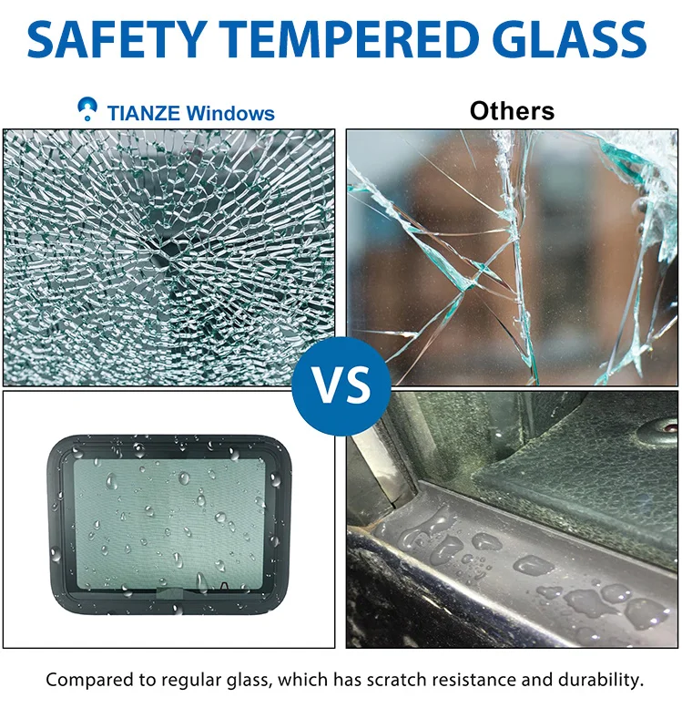 RV Accessories 762*508mm RV Side Window with Blinds & Insect Screen UV Protection Tempered Glass Windows view 3