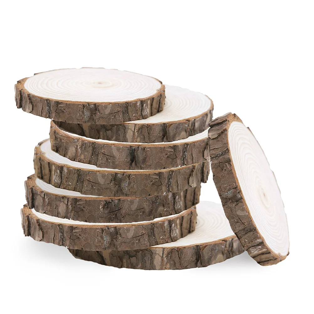 

10Pcs Natural Pine Wood Slices Circles Tree Bark DIY Crafts Smooth Surface for Decoration Wood Slices Tree Bark