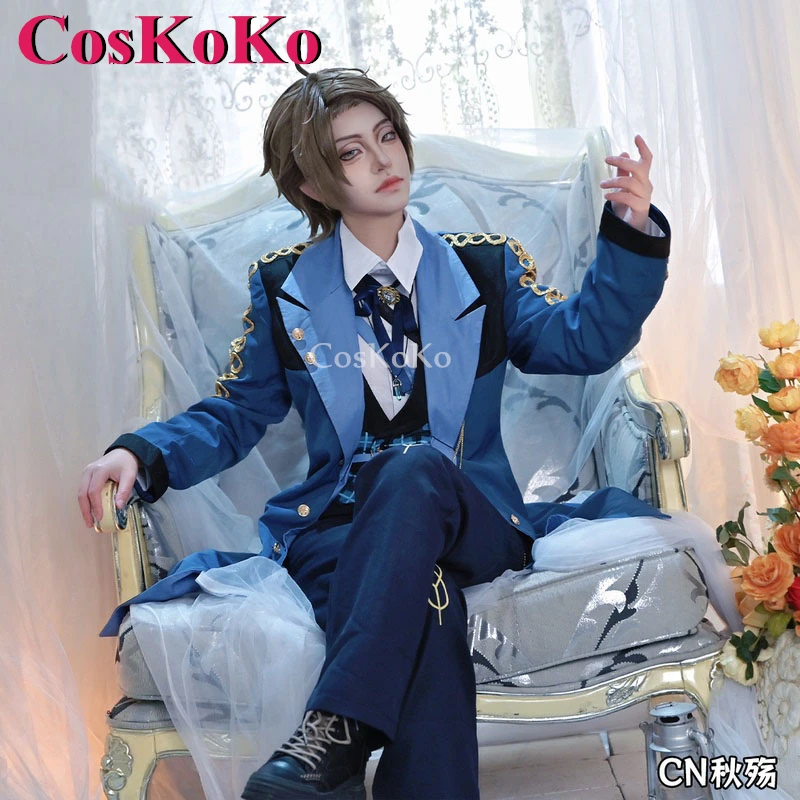 CosKoKo Eiden Cosplay Game Nu: Carnival Costume Upper-Class Gilding Handsome Business Suit Halloween Party Role Play Clothing