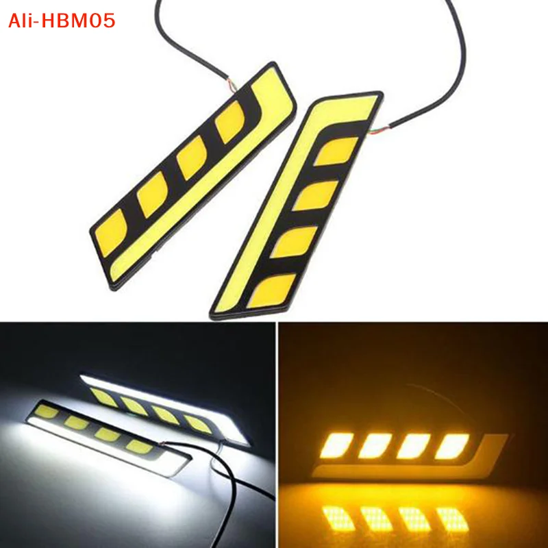 (HB05)1PC LED COB Fog Lamp Car Daytime Running DRL Waterproof With Turn Signal Light