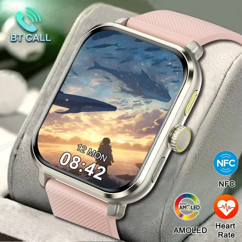 NFC Smartwatch Men Women Always Show Time BT Call Series 8 High Refresh Rtae Sport Watches AMOLED Smart Watch For Apple Xiaomi