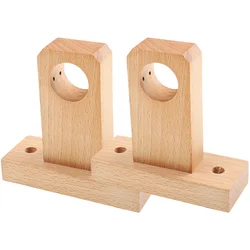 2 Pcs Natural Wood Curtain Rod Bracket Holders Sturdy Wall Mounted Support Hooks For Window Door Rods Home Decorative