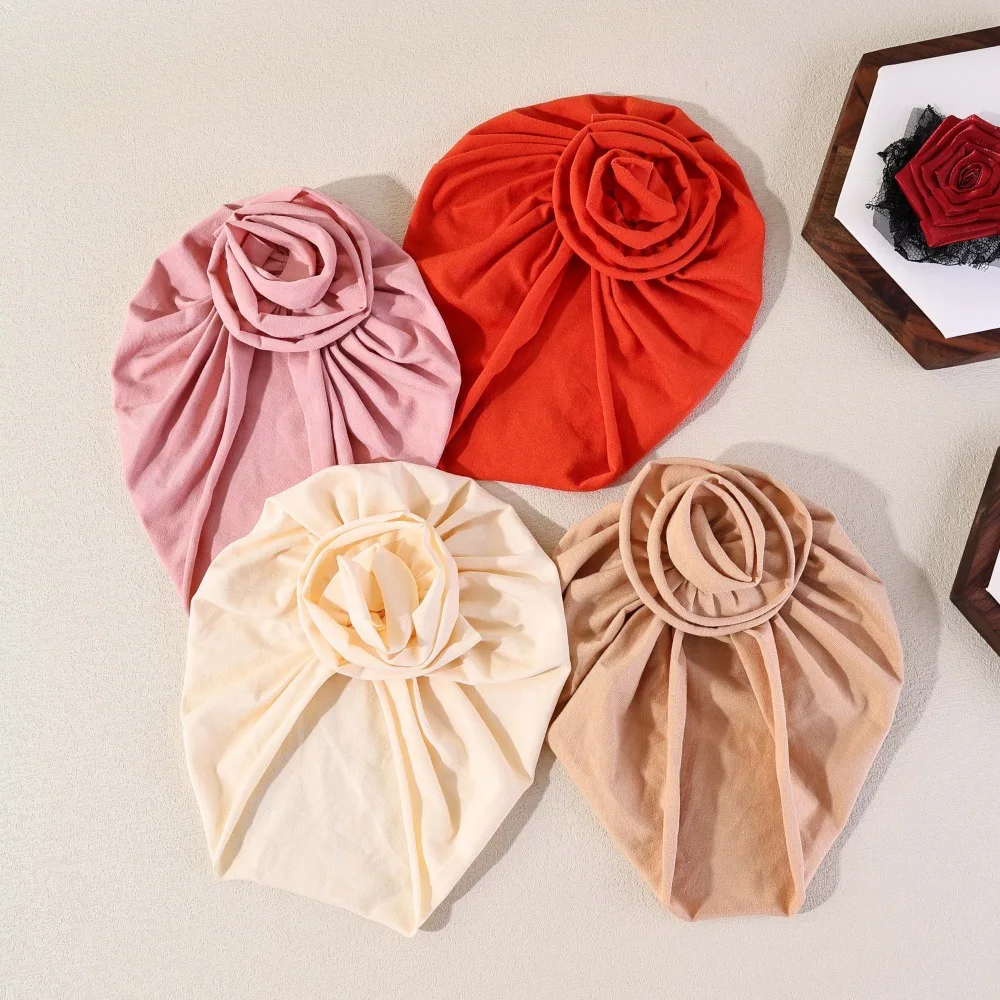 

Детская шапка с большим цветком, тюрбан с цветком для новорожденных, мягкая шапочка для девочек, головной убор для новорожденных, хлопковая эластичная шапочка