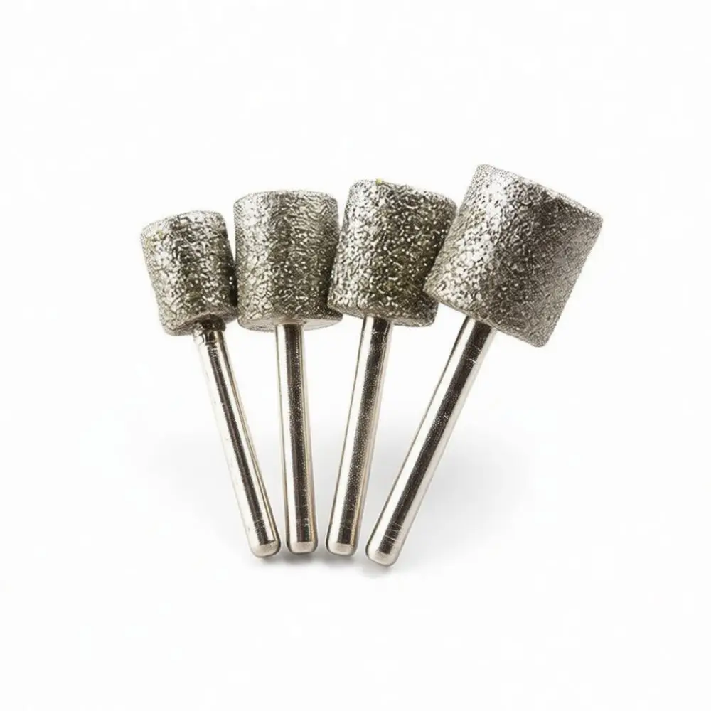 Cylinder Diamond Point Grinding Head Burr For Jade Gemstone Electric Rotary Tool Engraving Polishing Bits Professional DIY