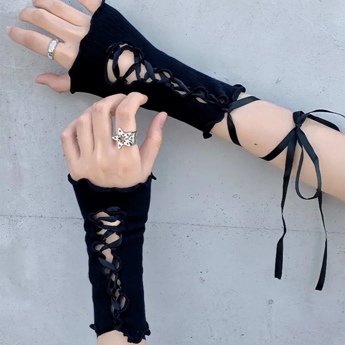 Long Lace Gloves Women\'s High-end Feel Sun Protection Sleeves Spicy Girl Sexy Strap Arm Sleeves