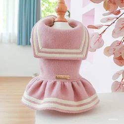 1PC Pet Apparel Cat Dog Autumn and Winter Thickened Warm Pink Gold Princess Dress Suitable for Small and Medium sized Dogs