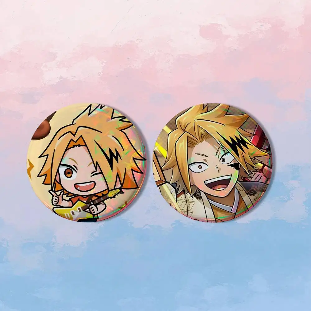 MHA K-Kaminari Denki HD Print Round Lapel Pins Pretty Derby 2 piece set Round Display Brooches Brooch Badges