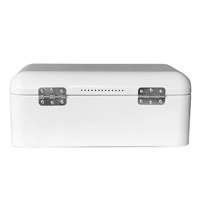 White Metal Bread Boxes, Kitchen Storage Containers for Storing Bread Rolls, Pastry Food Storage Box, Rectangle, Modern Style