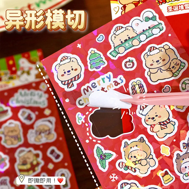 5 sheets Cute Christmas Gooka Stickers Cartoon Photo Album Decoration Booklet Stickers Christmas DIY Decoration Small Sticker