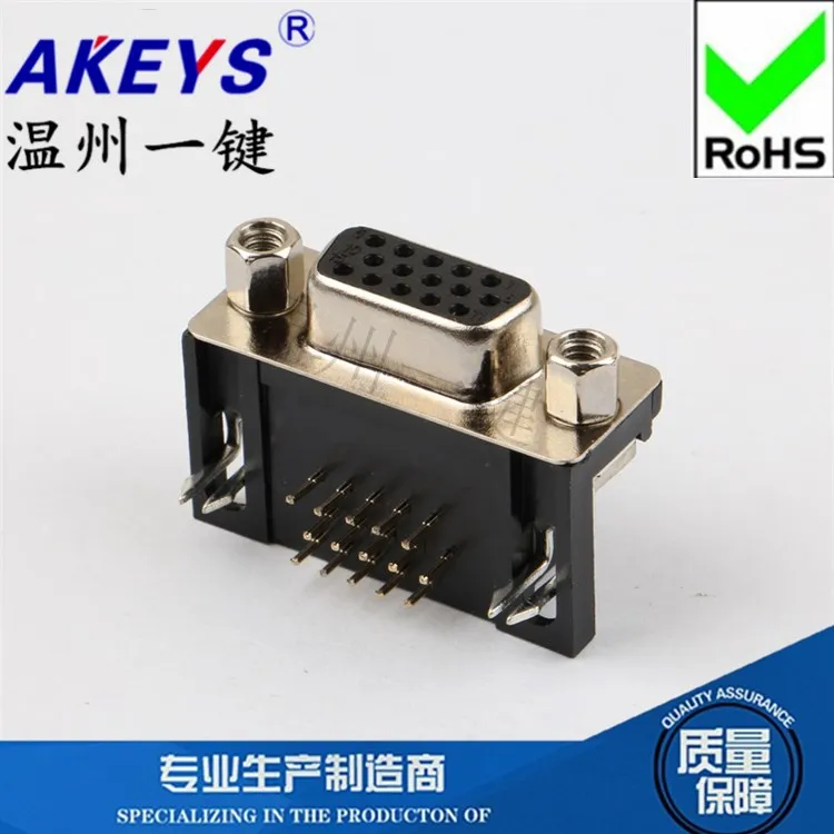 3 Row DB15 Female Connector 90 Degree Angle Welding Plate Black Tape Thread 15 Pin VGA Serial Port Socket Plug-in Plate image 2