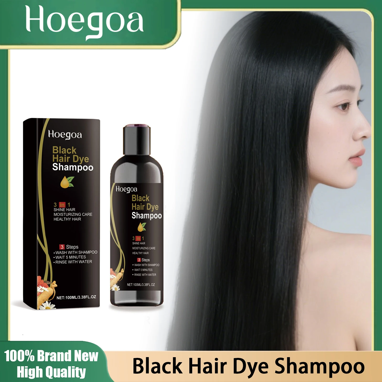 

3 In 1 Hair Dye Shampoo Covers Gray Hair Instant Turn Black Repair Drying Improve Hair Quality Restore Healthy Hair Color Shampo