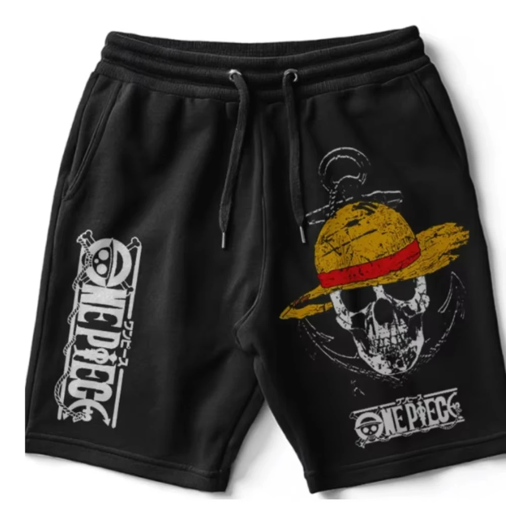 One Piece Luffy Printed Cotton Shorts Loose Men's and Women's Summer Breathable Sports Pants