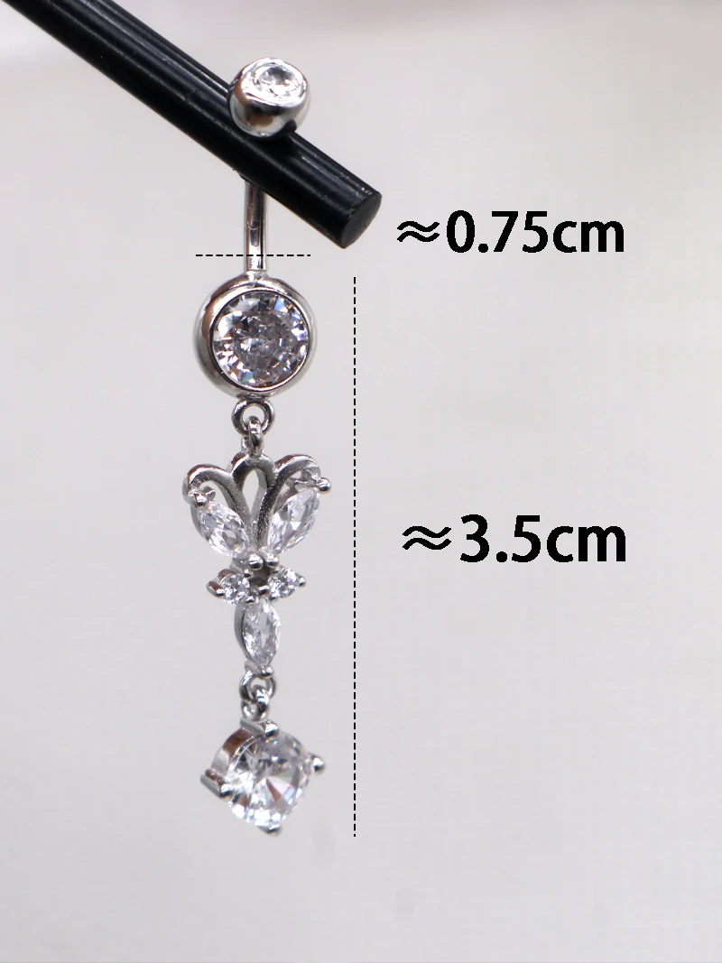 MIQIAO Butterfly Belly Button Piercing Genuine 925 Sterling Silver Belly Ring Rod Length 12MM Female Body Jewelry New Arrival