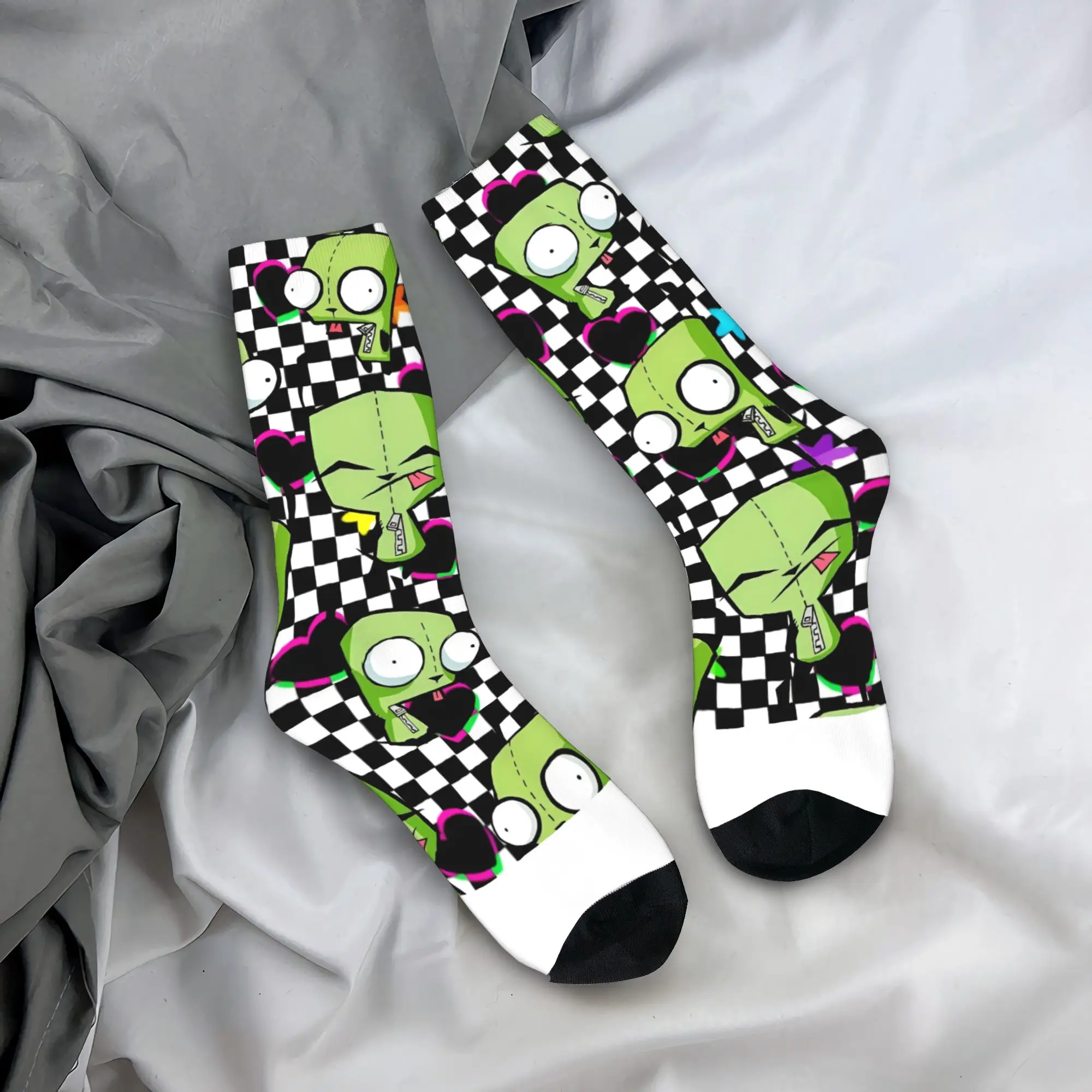 Winter Warm Fashion Men's Women's Cute  Invaders Zims  Cartoon  Socks  Breathable Basketball Socks,