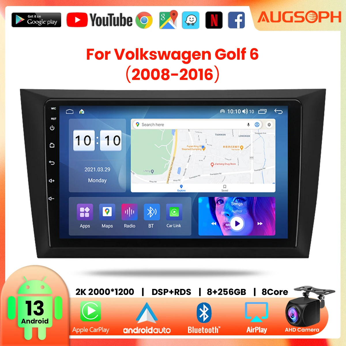 

Android 13 Car Radio for Volkswagen Golf 6 2008-2016,9inch Multimedia Player with 4G WiFi Car Carplay & 2Din GPS