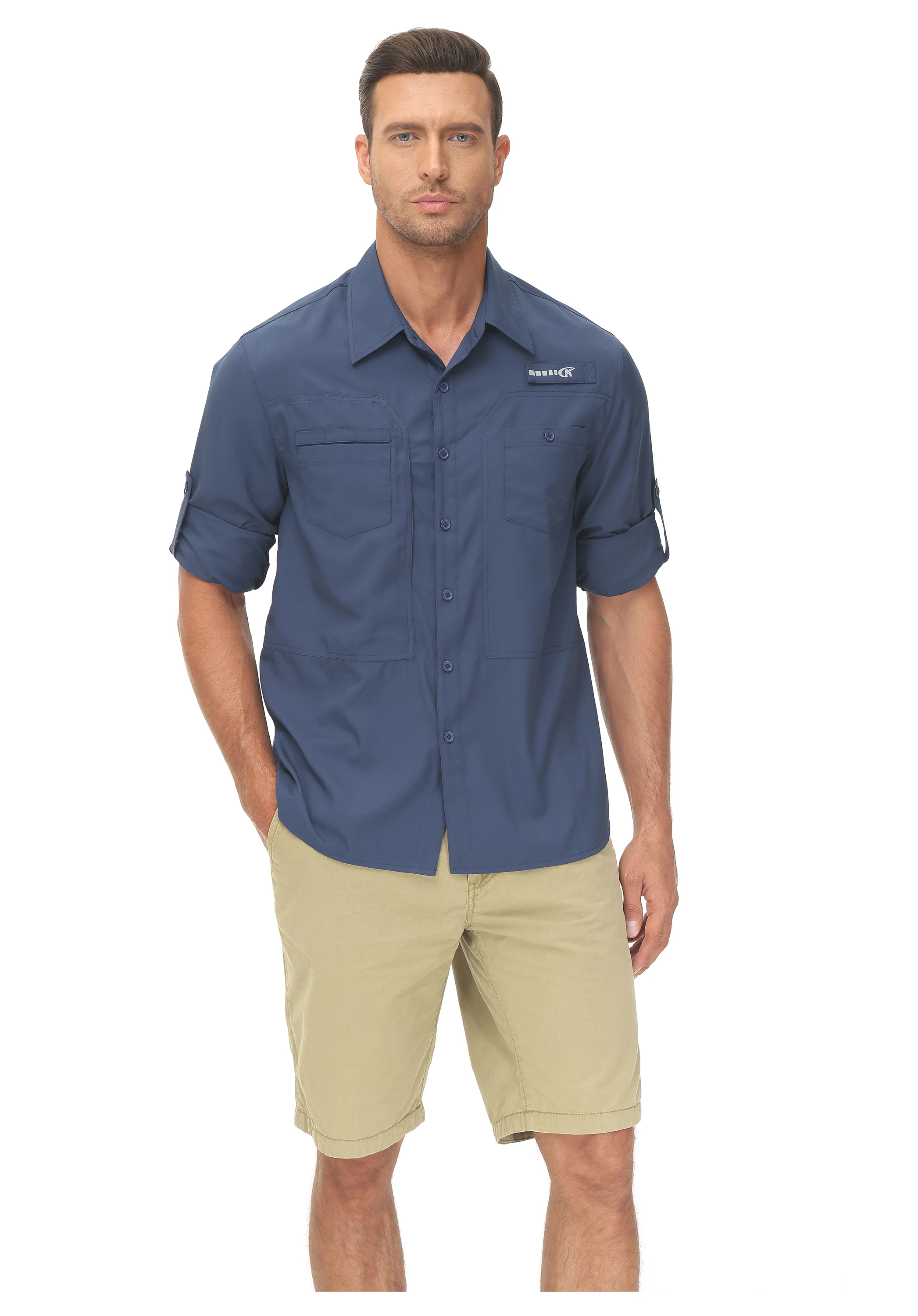 Langarm-Angelhemden für Herren, UPF 50+, Sonnenschutz, atmungsaktiv, leicht, für Reisen, Arbeit, Button-Down-Hemd mit Reißverschlusstasche – Detail 19