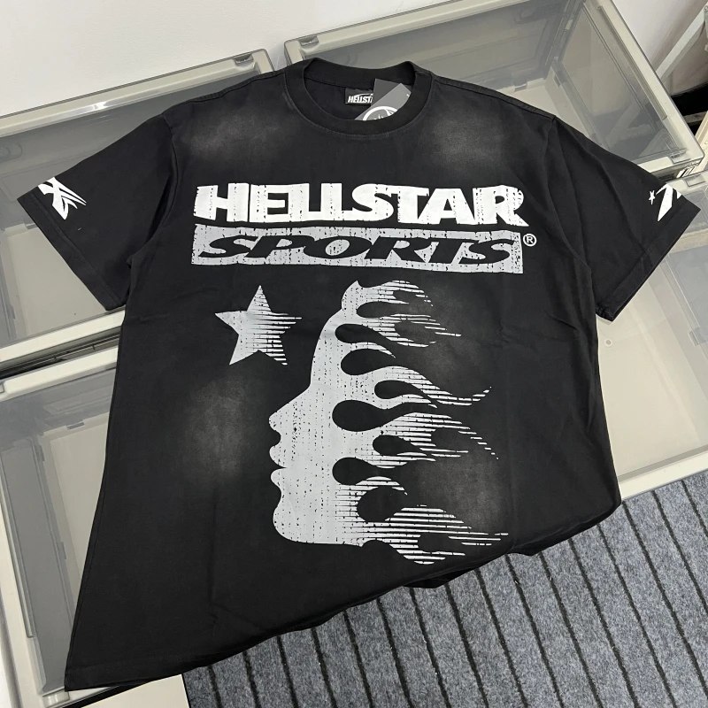 

Тяжелая хлопковая футболка American Summer Hell Star fiti с буквенным принтом ort Sve Retro Loose ex