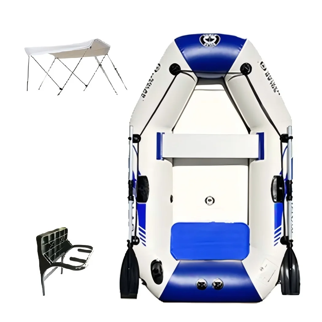

B200-3AB 6.6 ft Solar Inflatable Fishing Kayak Rowing Boat for 2 Light Weight Air Deck Floor Optional Awning Bracket