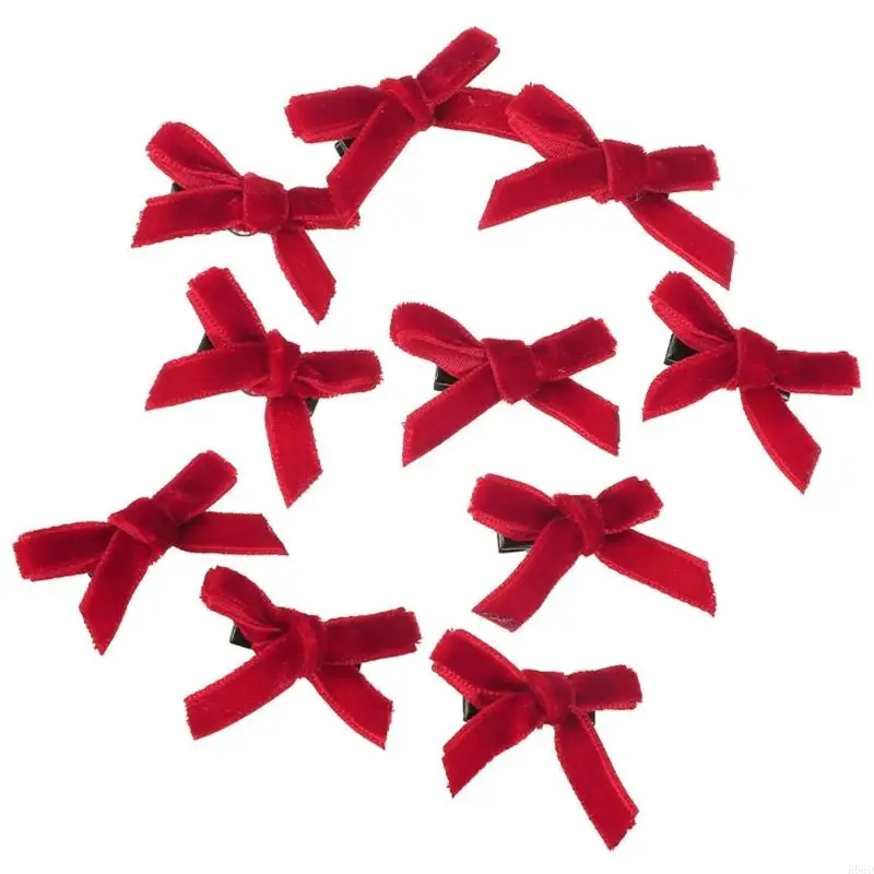 R66D Small Velvets Bows Velvets Hair Bows Clips French Hair Barrettes Vintage Heawear