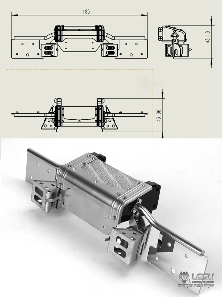 RC LESU 1/14 Metall-Heckträger- und Rücklicht-Set für Tamiya Hydraulikbagger, Lader, Muldenkipper und VOLVO-Anhänger, DIY-Ersatzteile – Detail 1