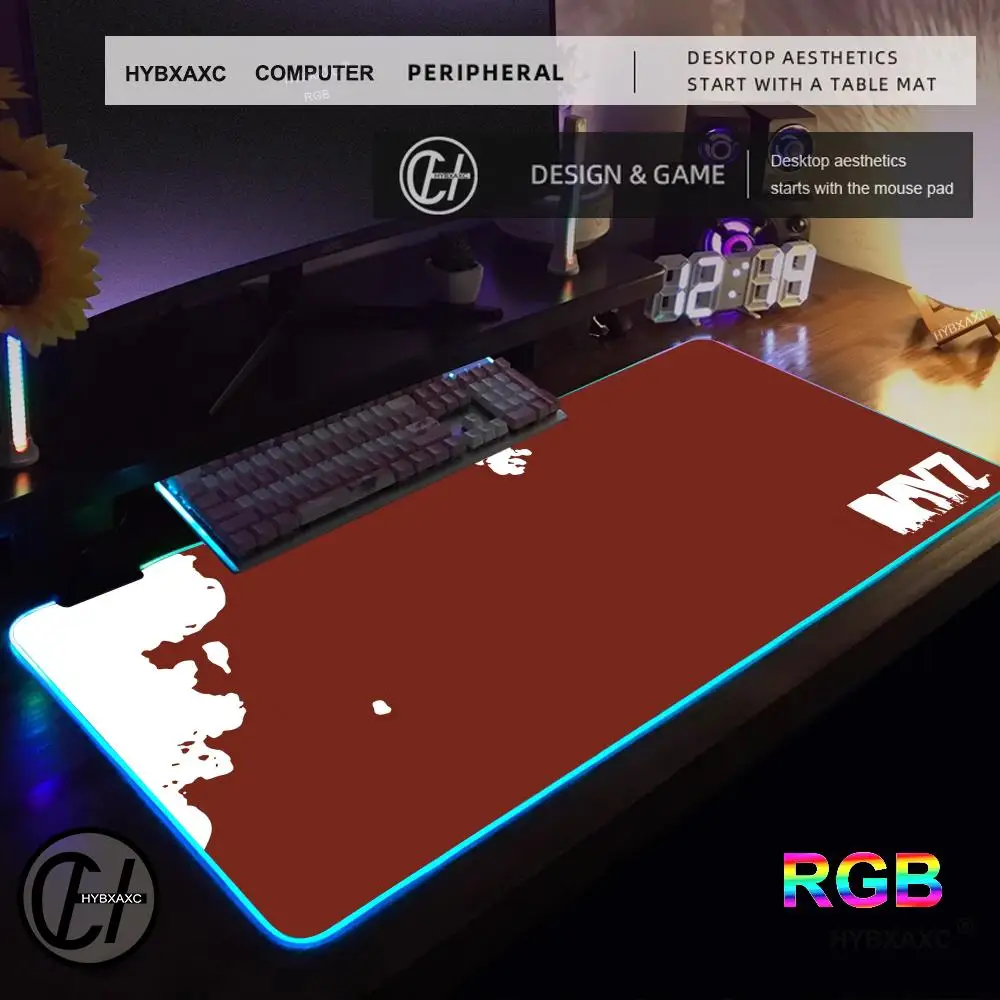DAYZ Cute Natural Rubber Gaming RGB Mousepad Desk Mat Size For Game Keyboard Pad For Gamer Luminous Table Mat Backlit