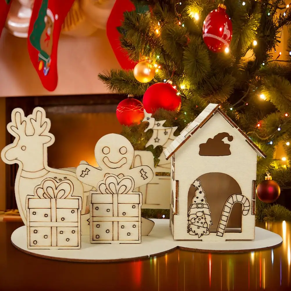 Christmas Tree Ornament Craft Diy Christmas Ornament Kit Christmas Wooden Puzzle Block Ornament Kit for Kids Adults for Dining