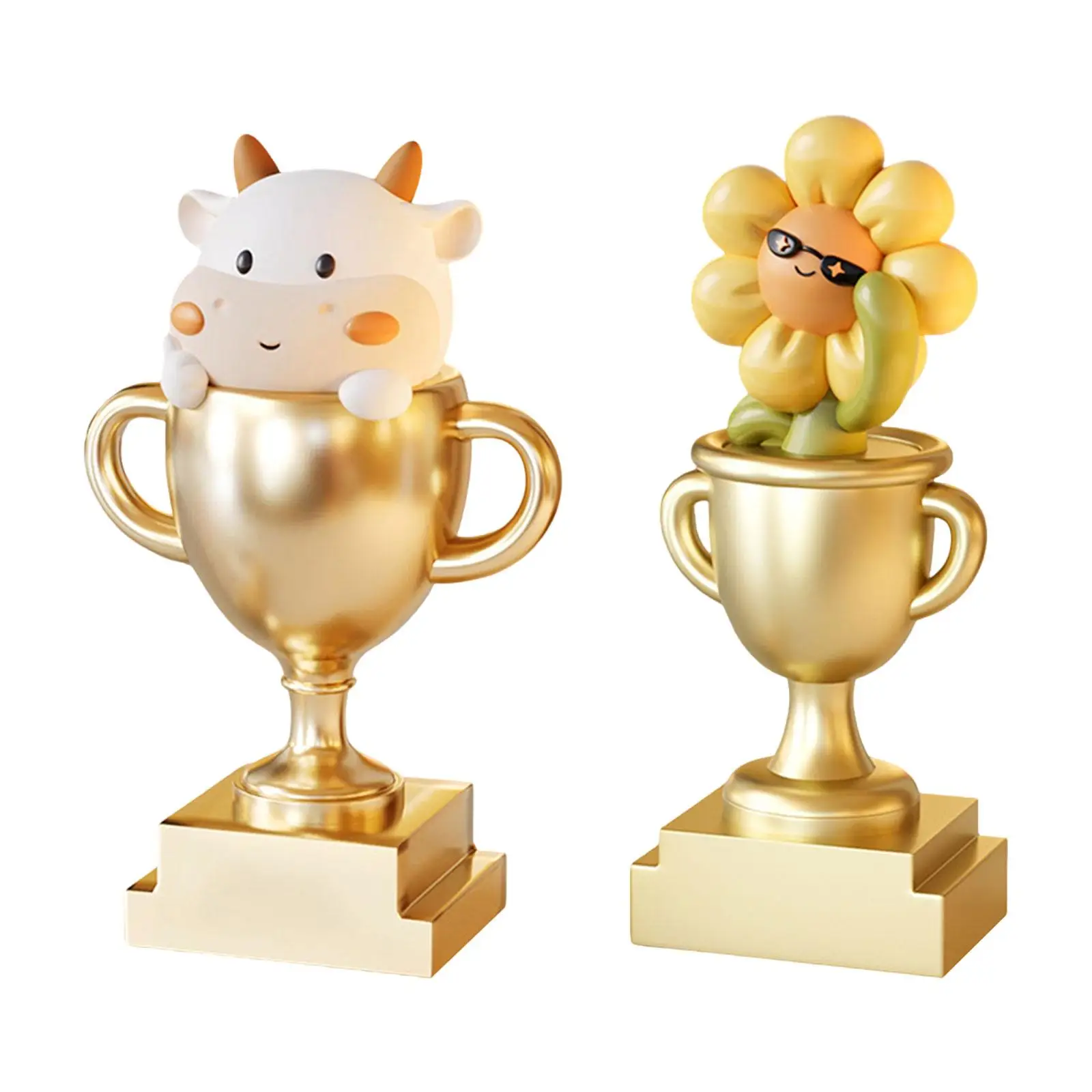 Trophy Cup Cartoon Figurine Versatile Handcrafted 6x3.7x10inch for School Events Resin Tabletop Decoration with Base Winner Cup