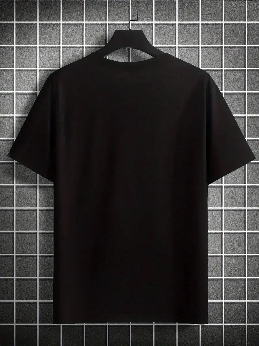 Men's Black Eagle T-Shirt - F-Caw-F Design, Casual Round Neck, Short Sleeve, Regular Fit, All Season Wear, Pattern