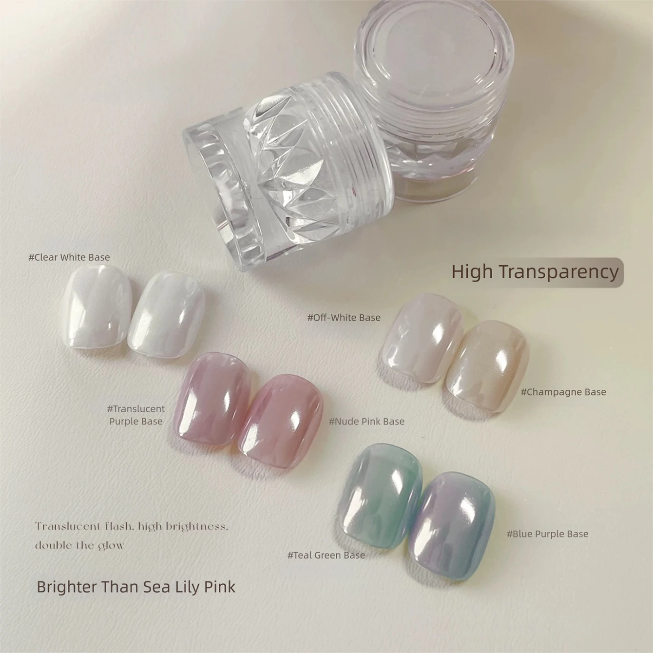 MN Nail High Transparent Fill Light Powder, High Brightness Plated Moonlight Crystal Powder, Aurora Powder, Nail Art Decoration