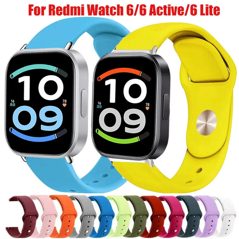 Bracelet en silicone pour Redmi Watch 6 Active/6 Lite, bracelet de sport souple pour Redmi Watch 6, 5, 4/Xiaomi Mi Band 8-9-10 Pro.