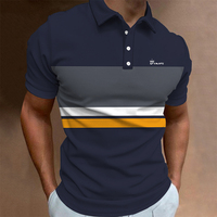 Logo Print Men Summer Short Sleeve Polo Shirt Men Slim Fit Lapel Business Casual Polo Shirt 3D Digital Print 100% Polyester Polo