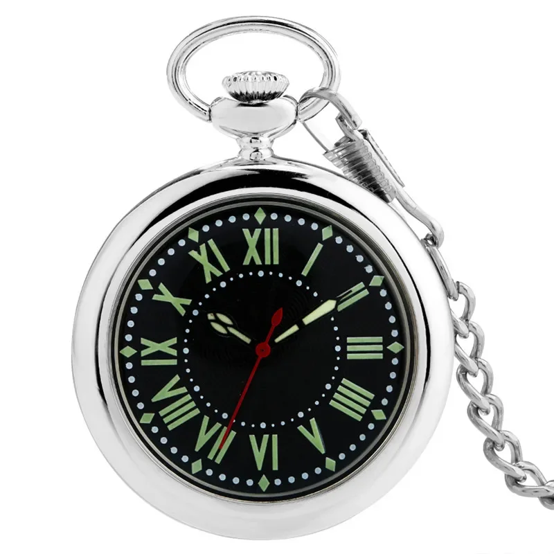 

Steampunk Open Face Luminous Roman Numeral Dial Men Women Analog Quartz Pocket Watch with Fob Pendant Chain Timepiece Reloj