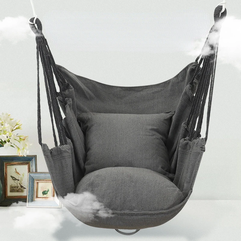 Canvas Hanging Chair College Student Dormitory Hammock with Pillow Indoor Camping Swing Adult Leisure Chair Hanging Swing