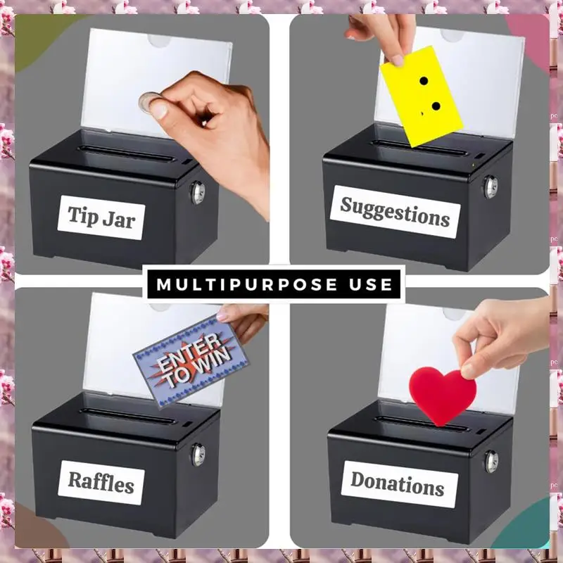 2025 Donation Box With Lock - Acrylic Suggestion Box With Slot, Ballot Lock Box With Sign Holder For Raffle, Voting,Donation Box