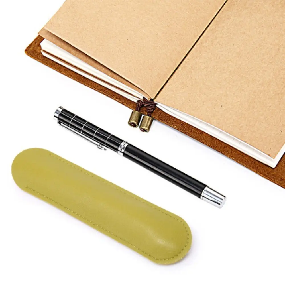 

PU Leather Leather Pen Bag Handmade Soft Pen Protective Bag Vintage Half Open Pen Sleeve Pouch Scrapbook Crafts