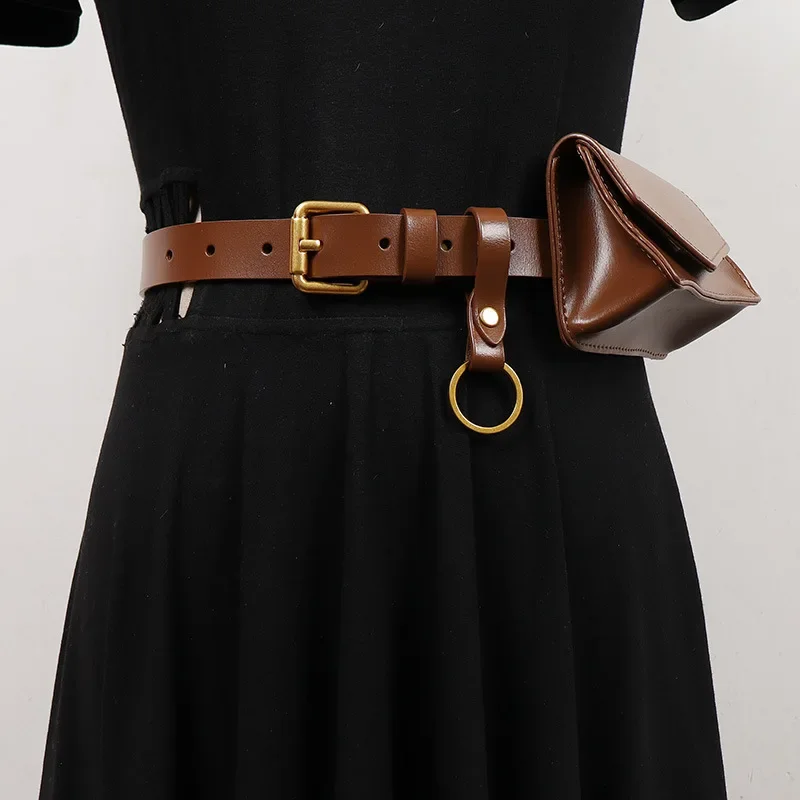 

Новые женские кожаные поясные сумки: тонкий ремень для платья, декоративный пояс для пальто, модный люксовый дизайн, сумка-ремень