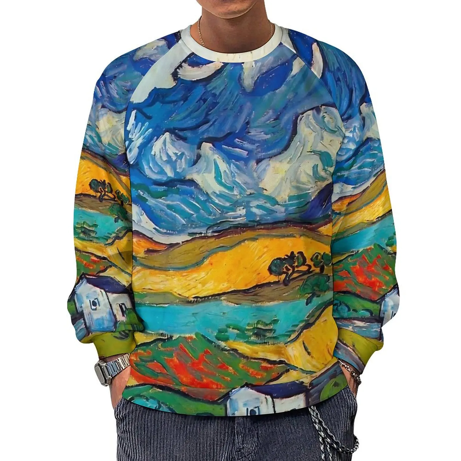 Van Gogh Casual Hoodies Men Mountain Landscape Y2k Cute Hoodie Autumn Outerwear Printed Sweatshirts Oversized Clothes