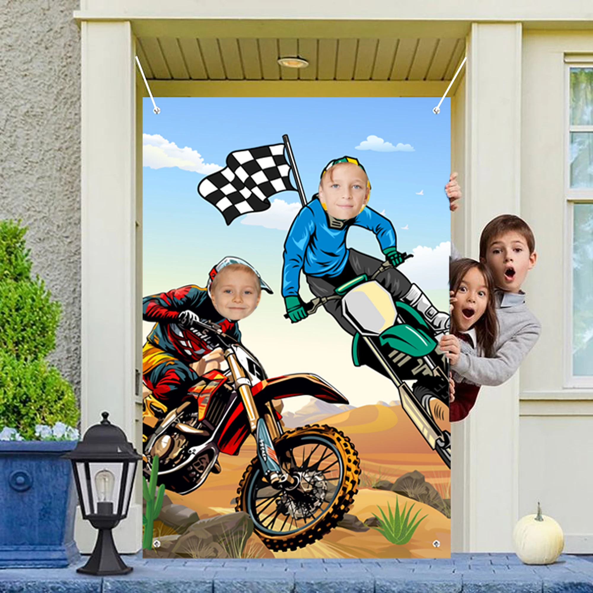 Dirt Bike Photography Background, 59.06''x39.37'' Motocross Photo Backdrop, Motocross Face Photography Backdrop