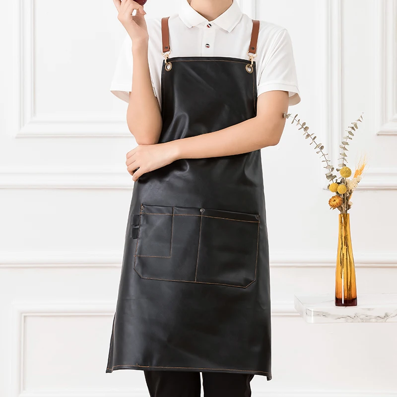 Fashion Leather Apron Custom Luxury Household Cleaning Tool Accessories Ripstop Customizable Apron For Man Black Color