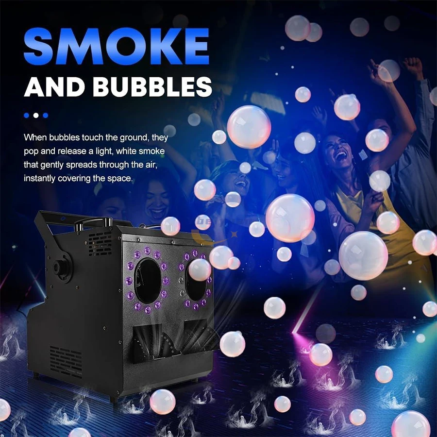 Im freien Wasserdichte 1500W Dual Loch LED Rauch Blase Maschine RGBW DMX Fernbedienung Disco Bühne Hochzeit Blase Spray Ausrüstung – Detail 2