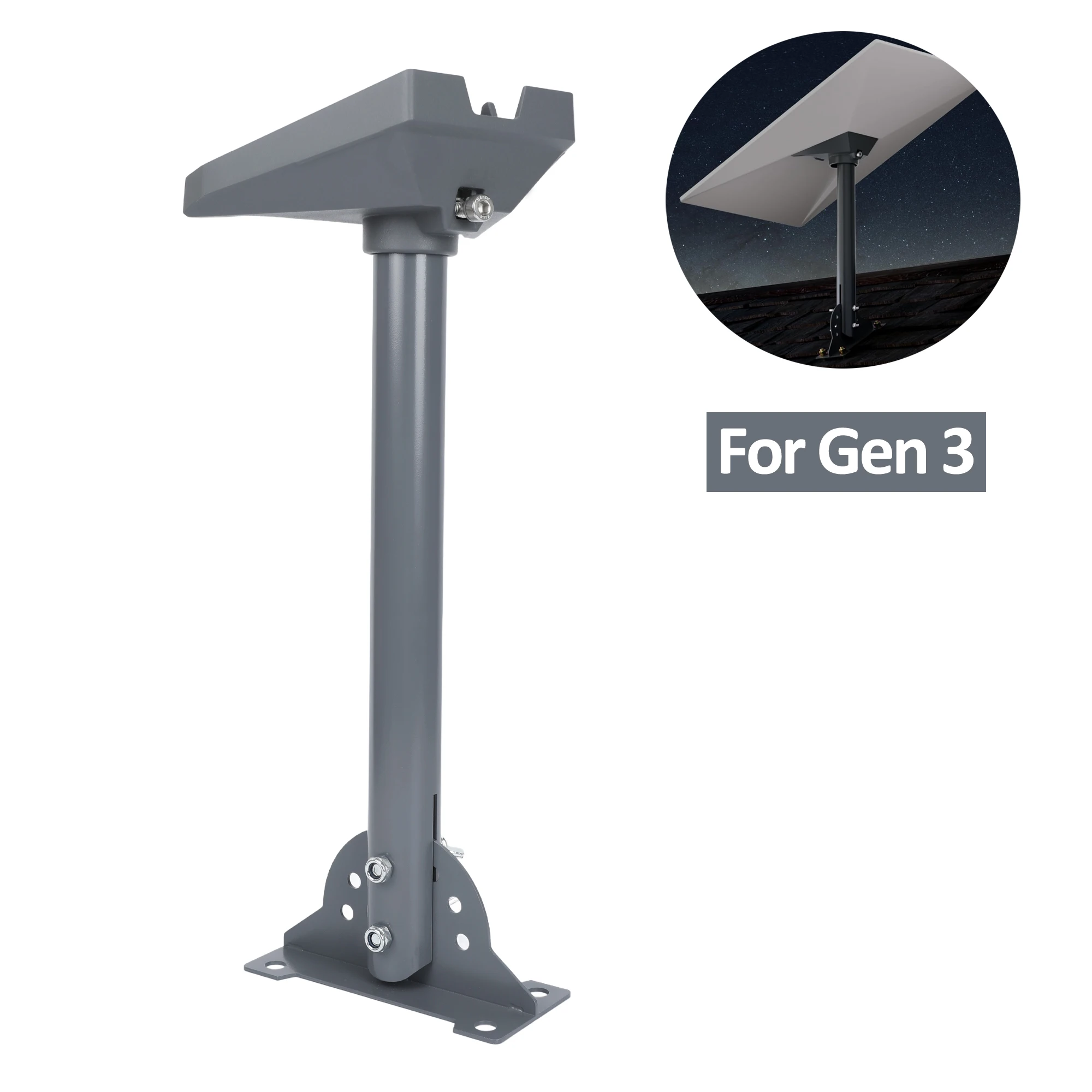 

Starlink Gen 3 Mount Kit Pivot Roof Standard Mount with Aluminum Pipe Adapter for Starlink Gen 3 Adjustable Pole Mounting for V3