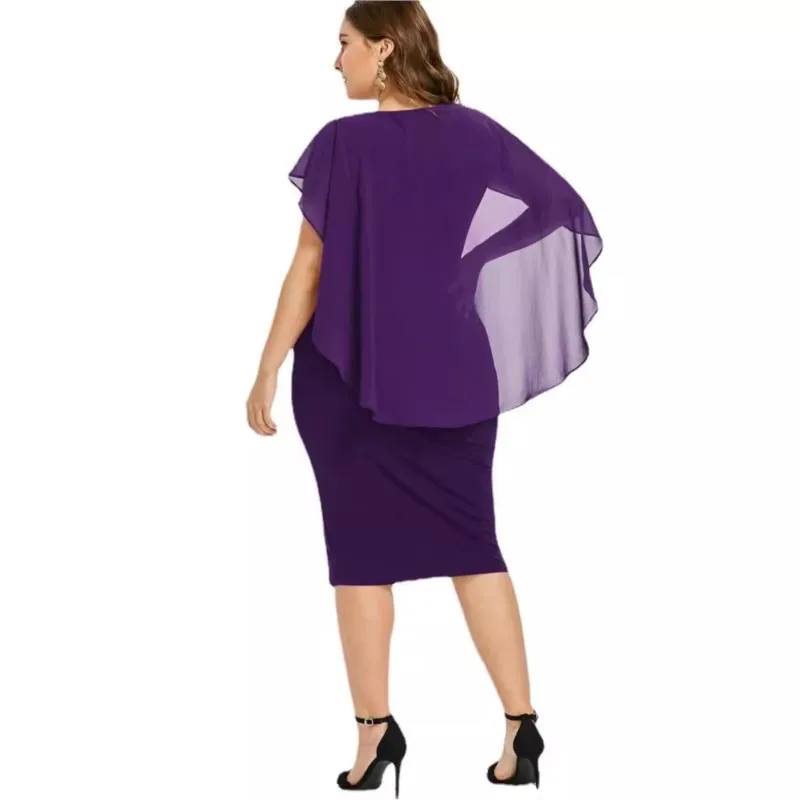 気質ドレス エレガントなドレス 2025 女性 シンプルスタイル ボディコン シフォン パッケージ ヒップ 無地 ショール 半袖