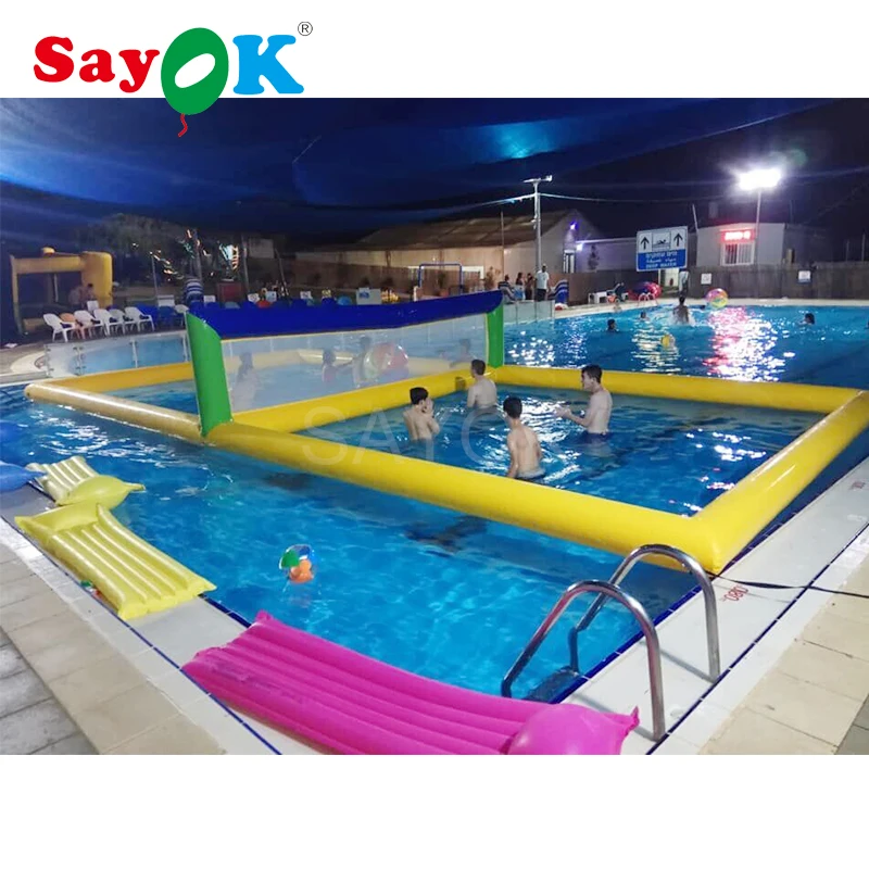 

SAYOK 10m Giant Inflatable Ball Pool Court Inflatable Volleyball Net Beach Game with Air Pump for Outdoor Pool Sport Game